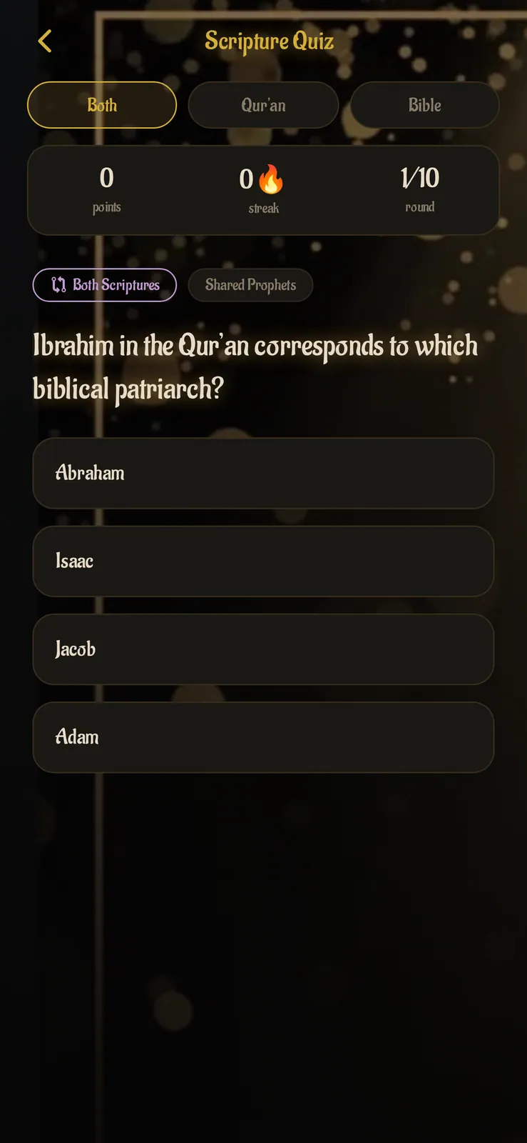 Hard2Ignoor scripture quiz — Bible and Quran quiz with multiple choice questions