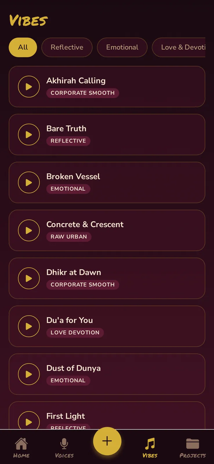 Honorable Mentions vibes — 31 curated instrumental beats by category